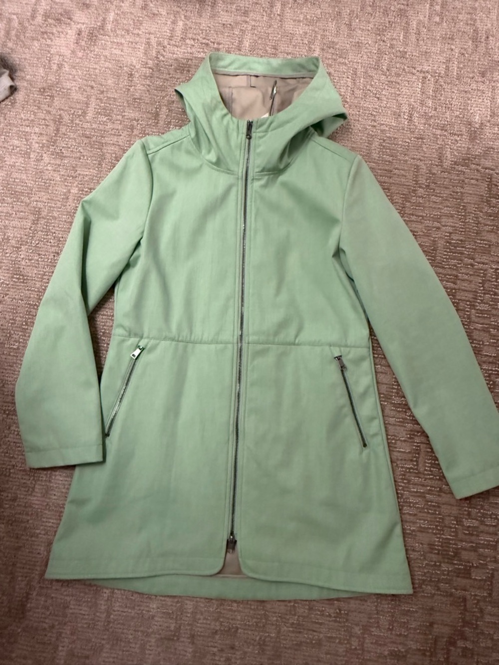 Lightweight Mint Green Hooded Trench Coat